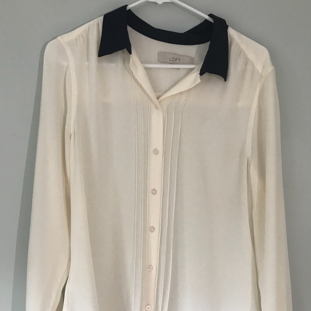 Cream and Navy Button Down